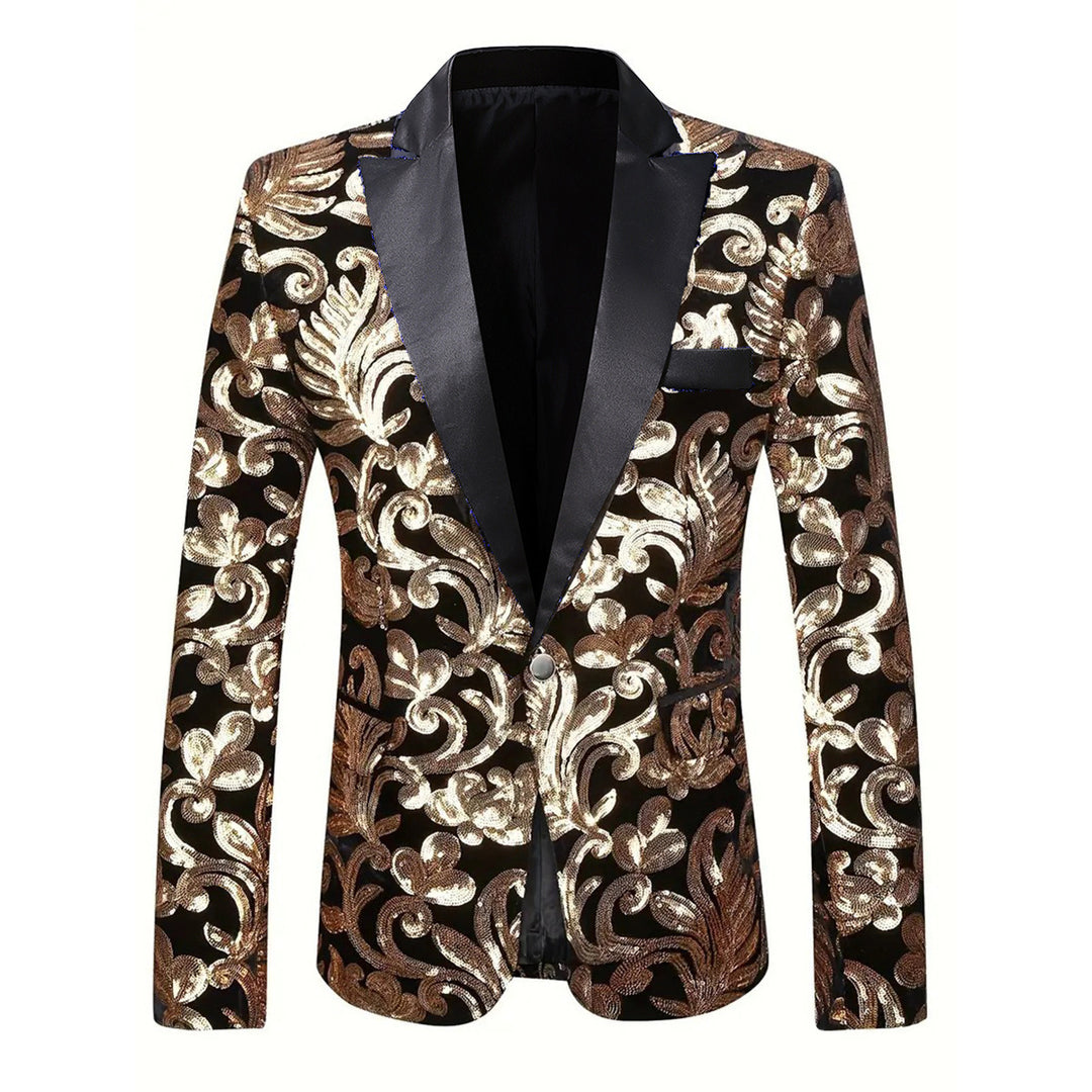 Damen eleganter Pailletten-Blazer mit floralem Design und luxuriösem Schnitt Drune