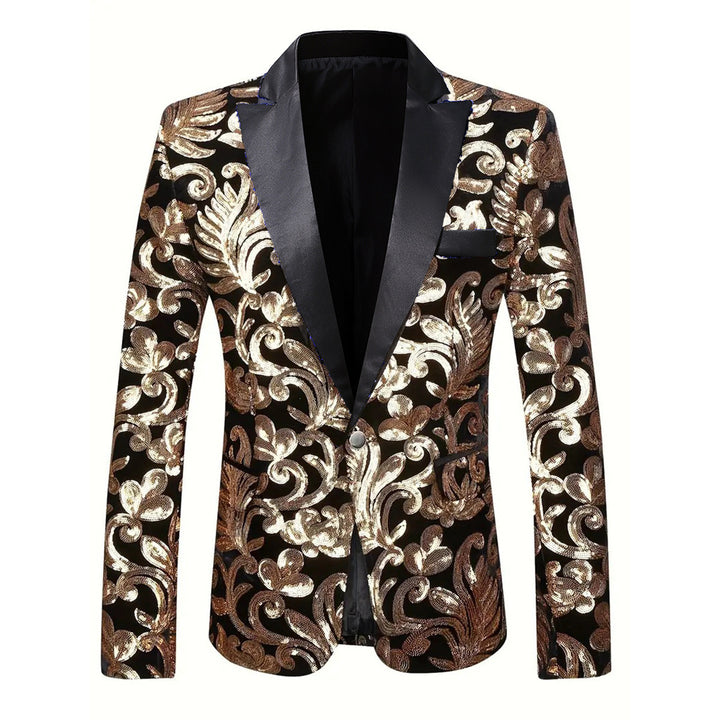 Damen eleganter Pailletten-Blazer mit floralem Design und luxuriösem Schnitt Drune