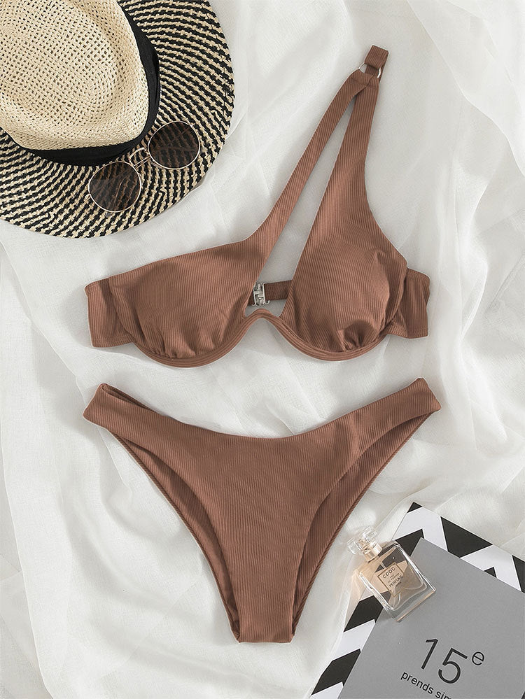 Damen Triangel-Bikini mit asymmetrischem Schnitt und strukturiertem Design Drune