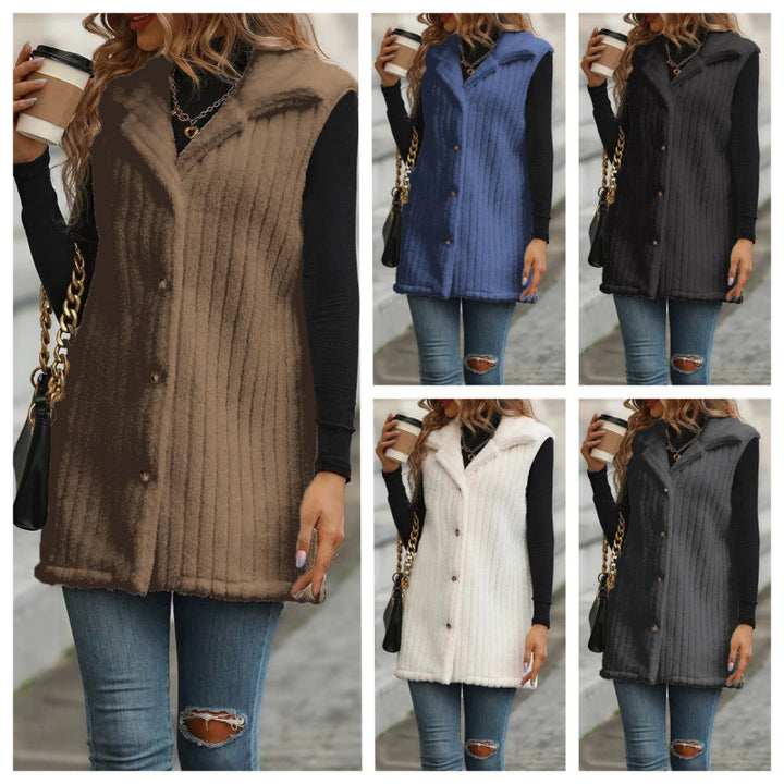 Damen Elegante und kuschelige Teddyjacke mit Knopfleiste Drune