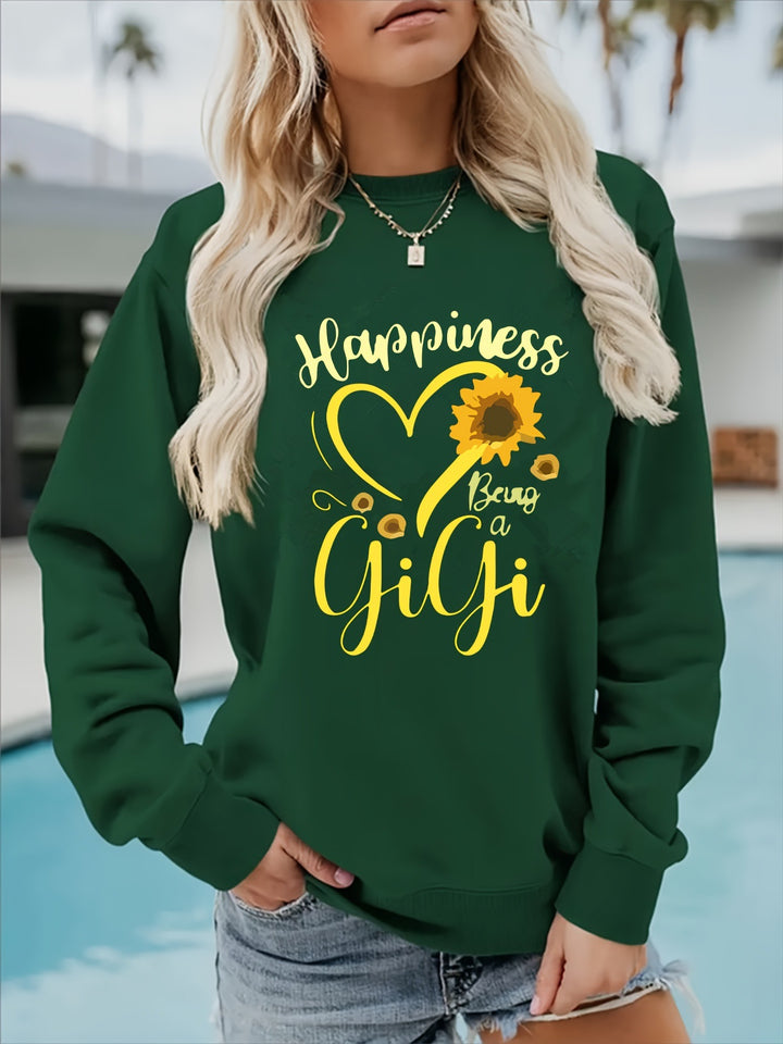 Damen Sweatshirt mit voluminösen Ärmeln und fröhlichem Motiv Drune