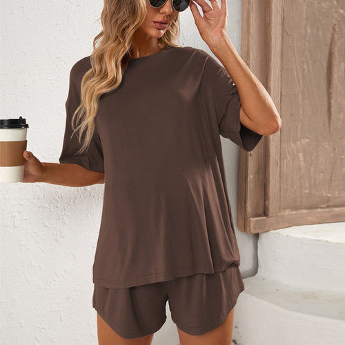 Damen lässiges Set aus Kurzarmshirt und Shorts Drune