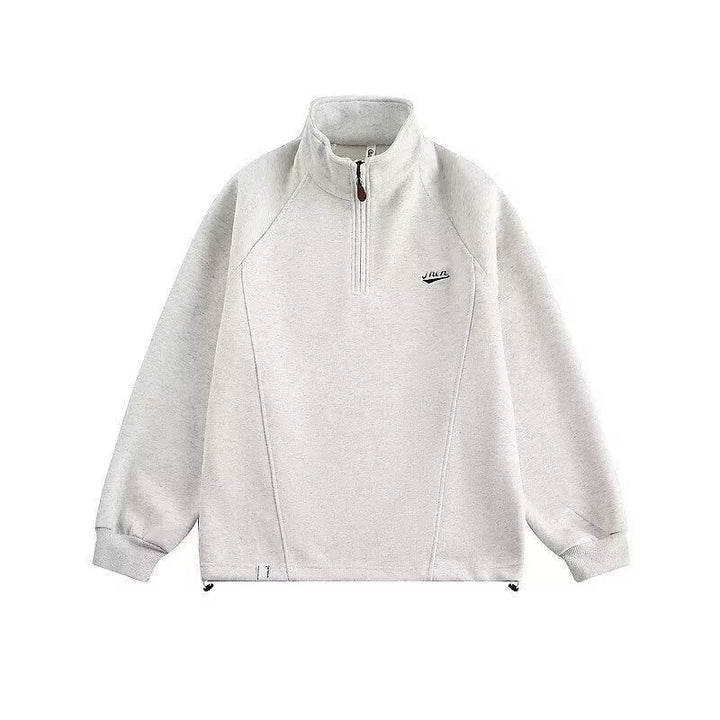 Herren leichter Stehkragen Fleece-Pullover mit halbem Reißverschluss Drune