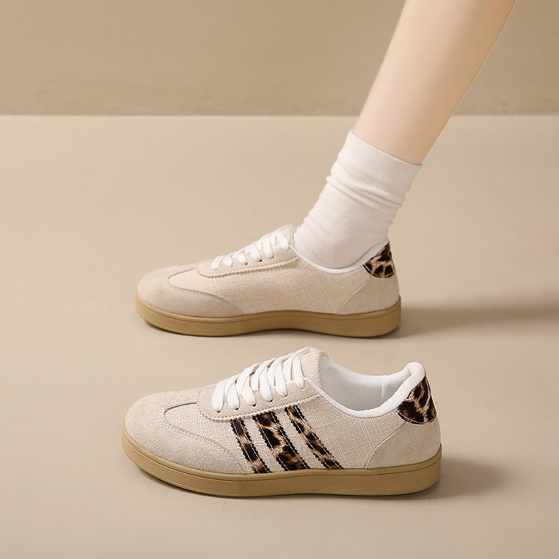 Damen Sneakers aus Wildleder mit modischem Leopardenmuster Drune