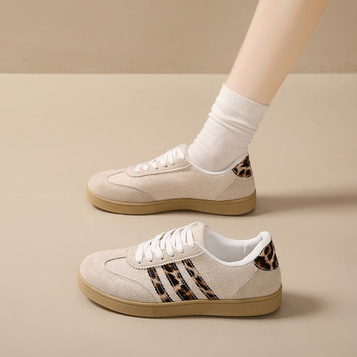 Damen Sneakers aus Wildleder mit modischem Leopardenmuster Drune