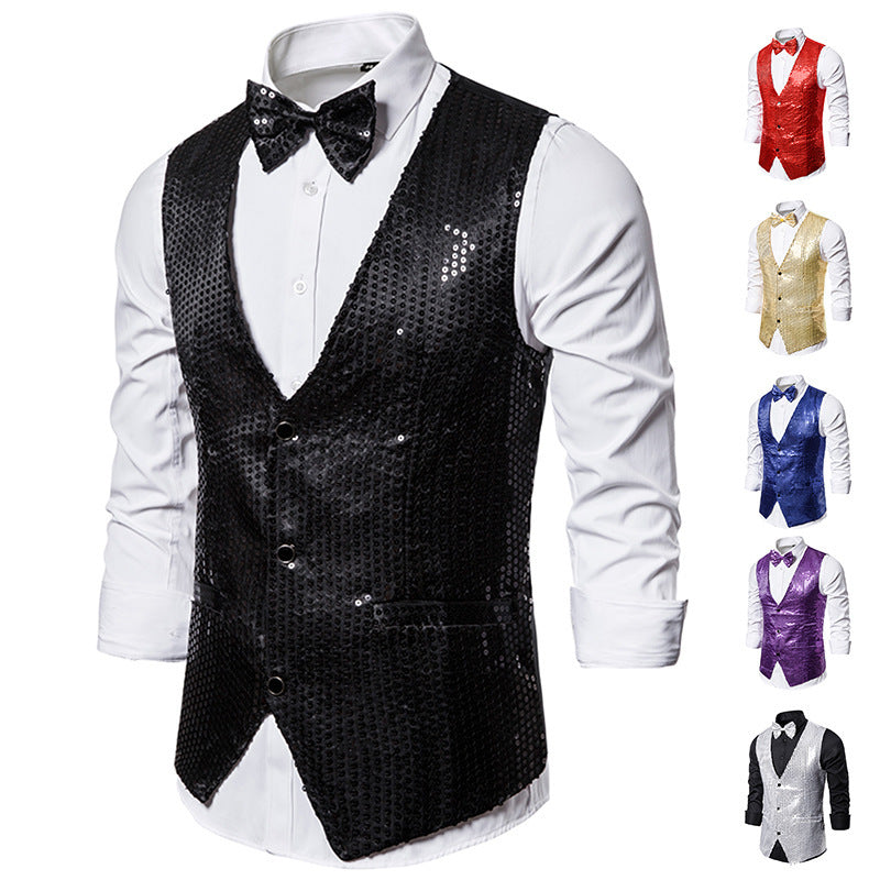 Herren stilvolle Pailletten-Weste Drune