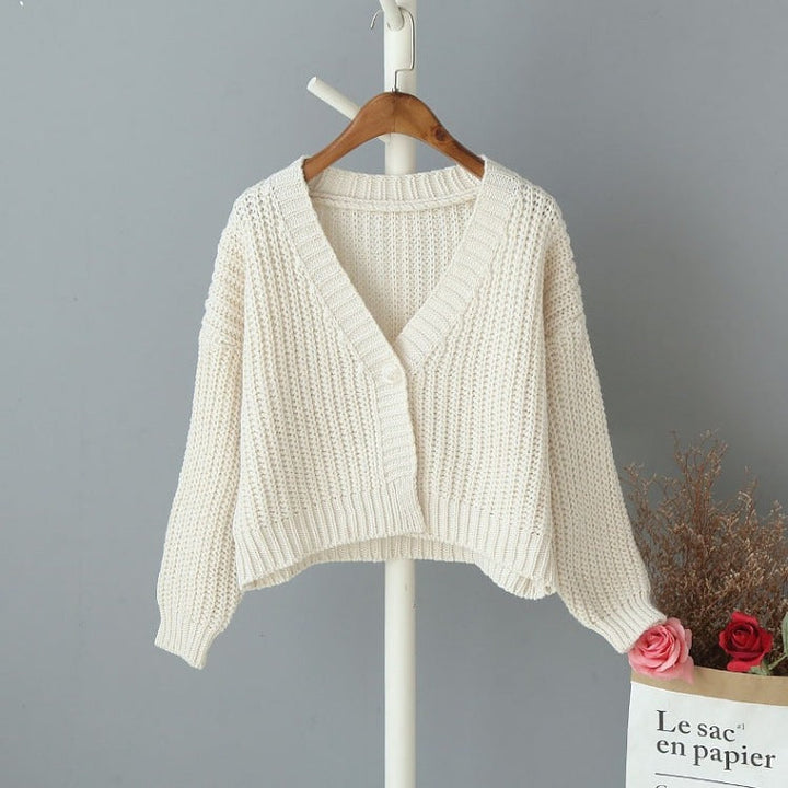 Damen Grob gestrickte Cardigan mit tiefem V-Ausschnitt und lockerer Passform Drune