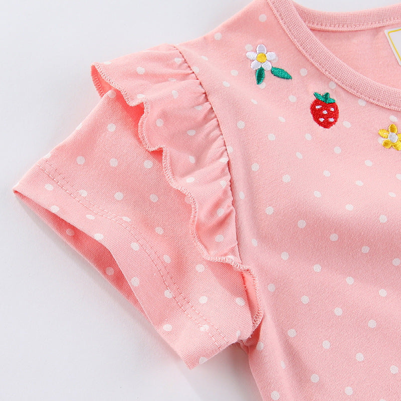 Mädchen Tüllkleid mit niedlichen Hasen- und Blumenstickereien Drune