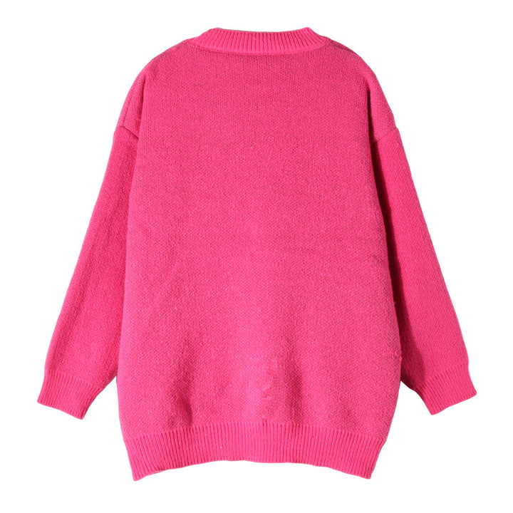 Damen Grobstrickpullover mit auffälligem Schriftzug und lässigem Schnitt Drune