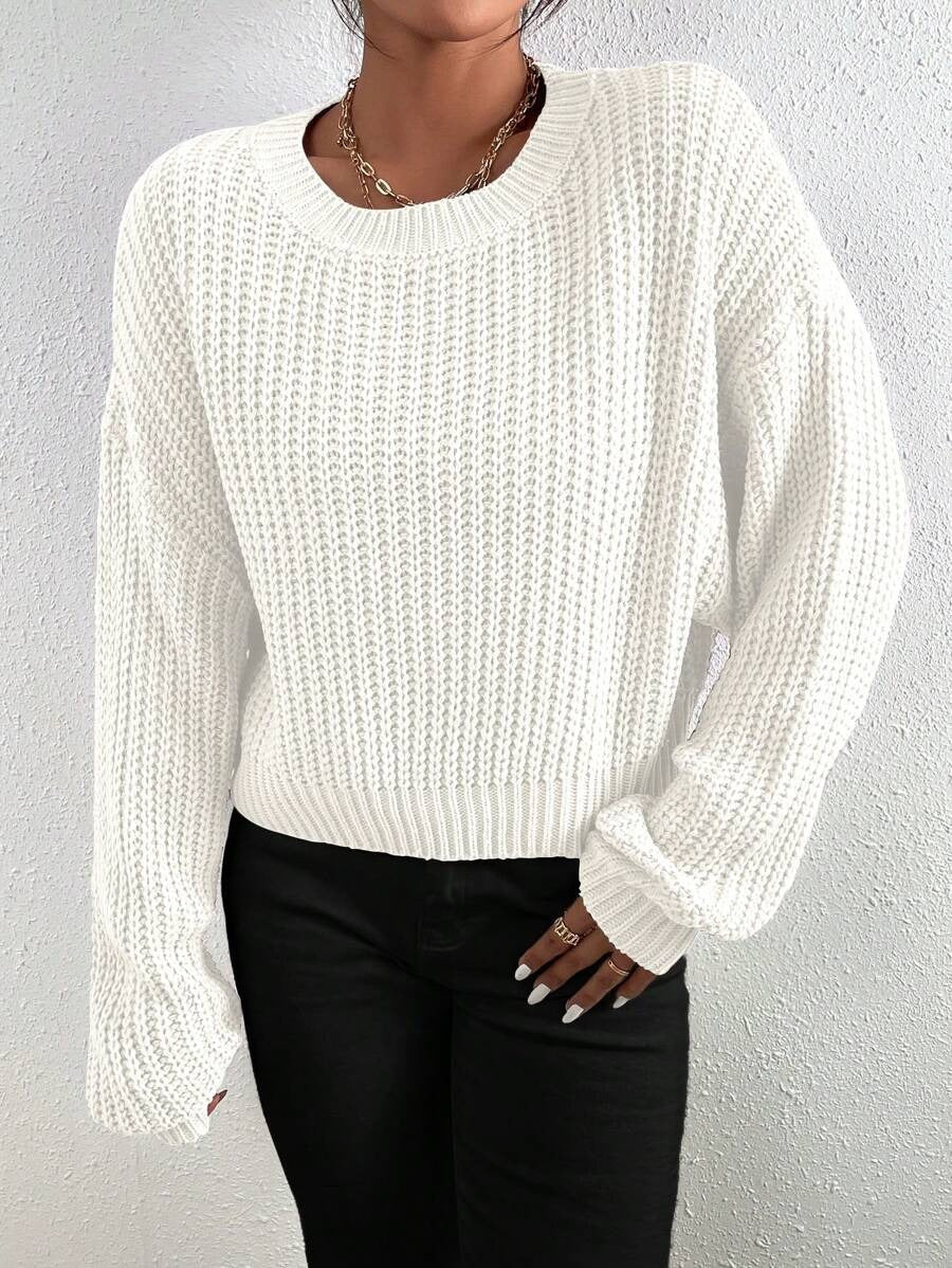 Damen Modischer Grobstrickpullover mit überschnittenen Schultern und weitem Schnitt Drune