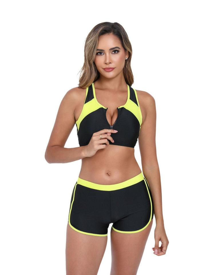 Damen Sportliches Bikini-Set mit funktionalem Reißverschluss Drune
