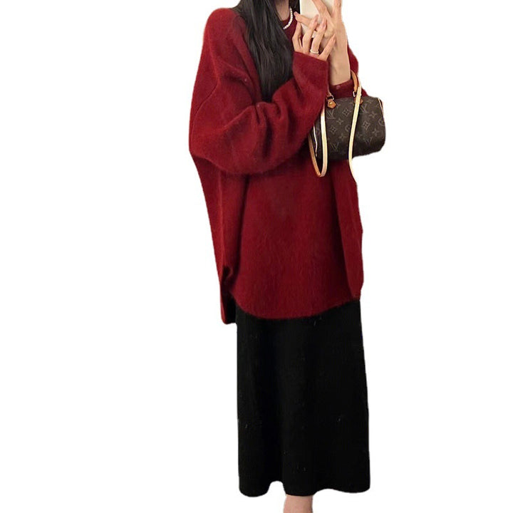 Damen Oversized Weicher Strickpullover Drune