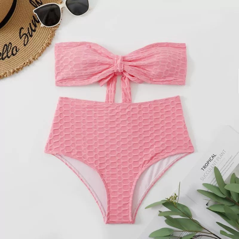 Damen Hochgeschnittener Bikini mit stylischem Knotendetail Drune