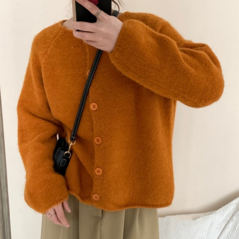 Damen kuscheliger Strickcardigan mit Knopfleiste und weitem Schnitt Drune