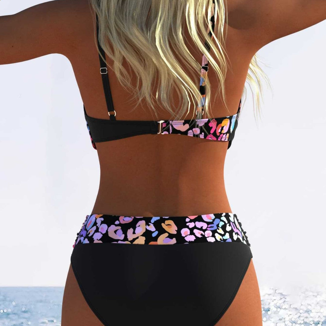 Damen Bikini mit gepolstertem Oberteil und hohem Taillenschnitt Drune