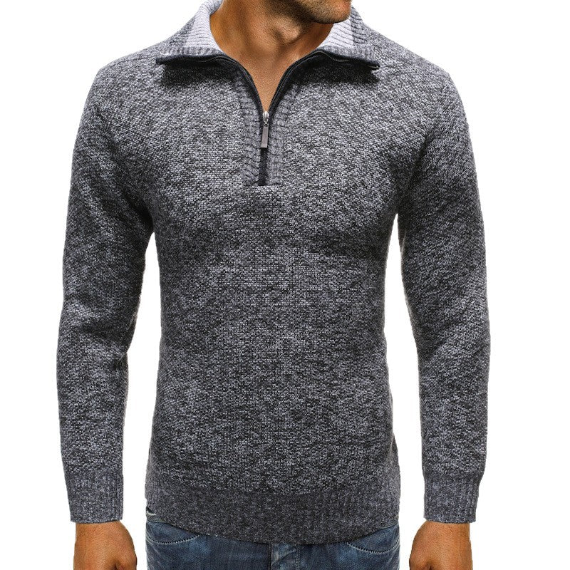 Herren luxuriöser Strickpullover mit modernem Stehkragen und Reißverschluss Drune