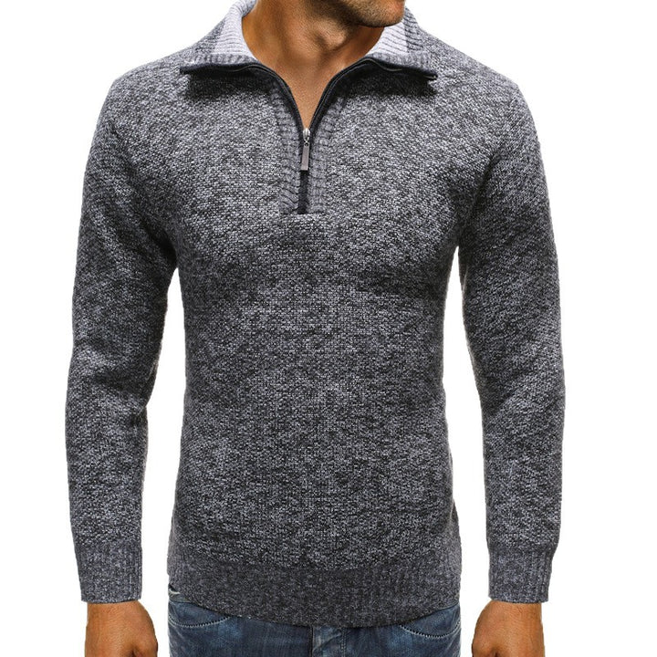 Herren luxuriöser Strickpullover mit modernem Stehkragen und Reißverschluss Drune
