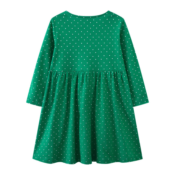 Mädchen Baumwollkleid mit bunten Blumenstickereien Drune