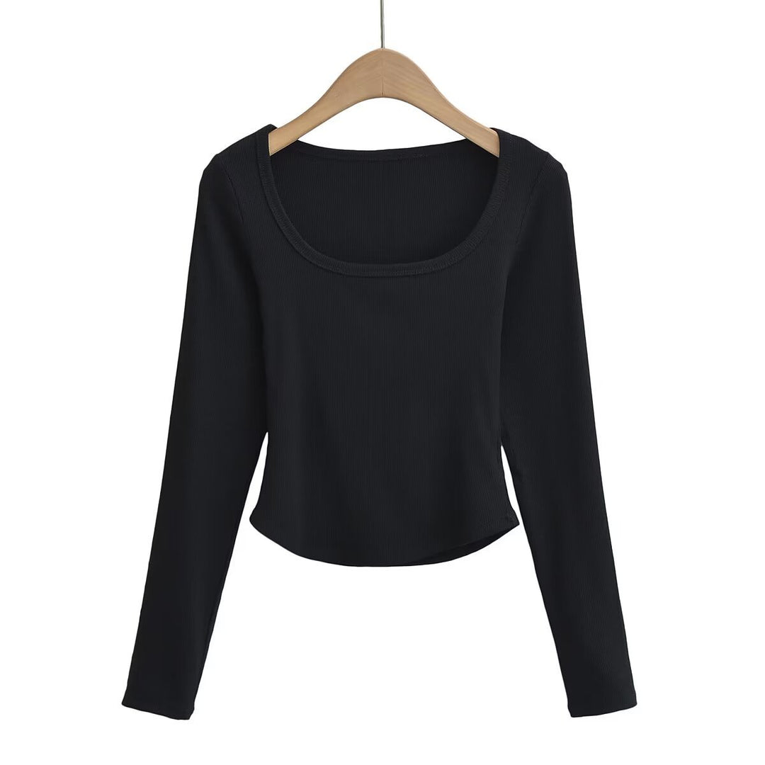 Damen Langarmshirt mit elegantem Rundhalsausschnitt und feiner Rippstruktur Drune