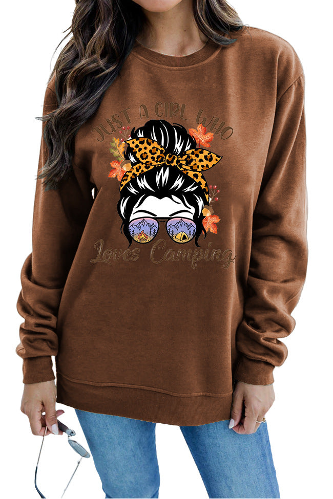 Damen Sweatshirt mit künstlerischem Campingmotiv Drune