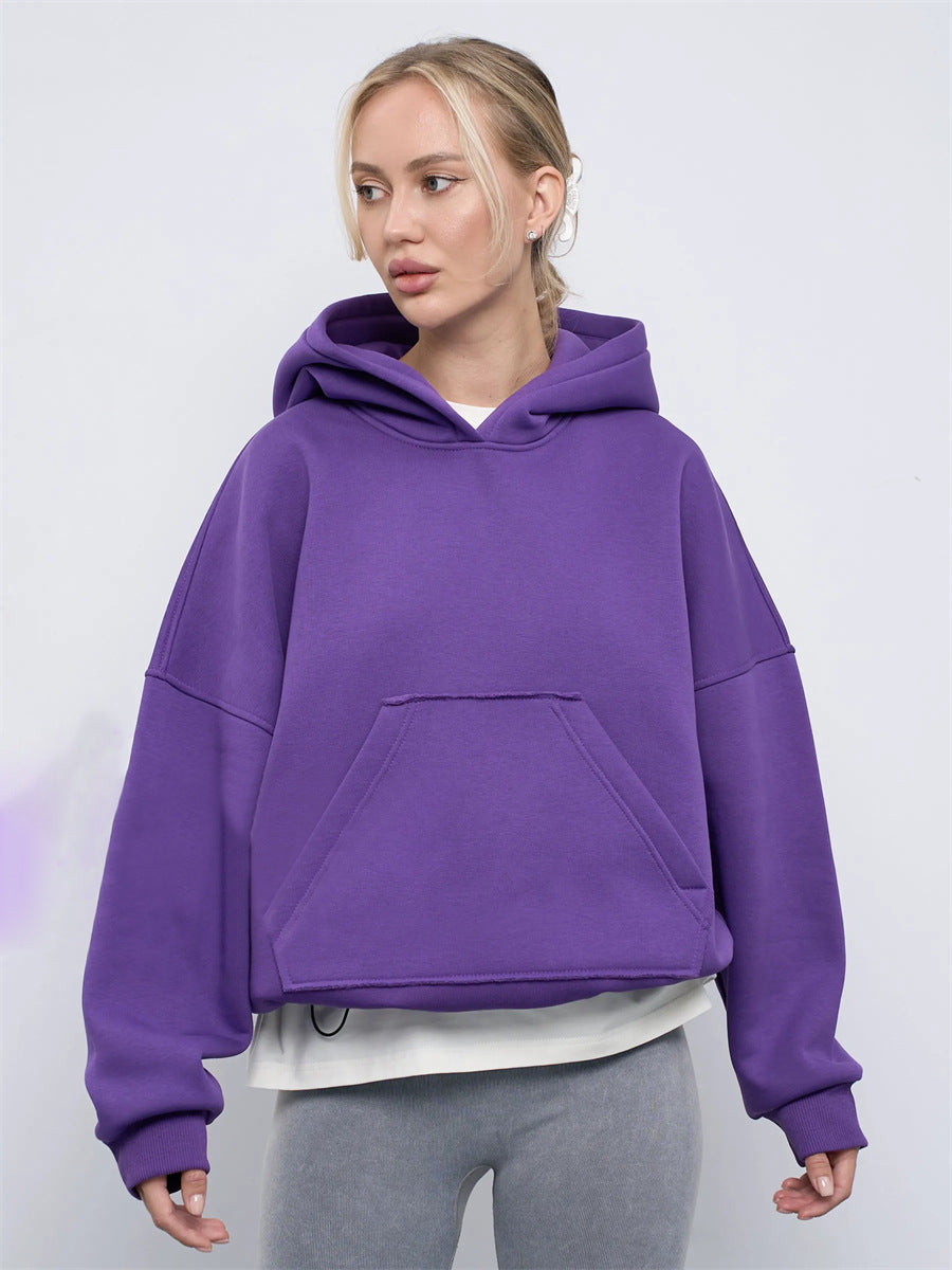 Damen lässiger Oversize-Hoodie mit Kängurutasche und weichem Innenfutter Drune
