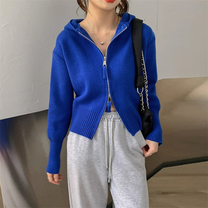 Damen Strickjacke mit hohem Kragen und Reißverschluss Drune