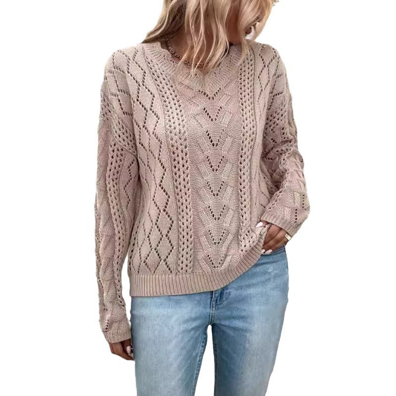 Damen Lässiger Strickpullover im Ajour-Design Drune