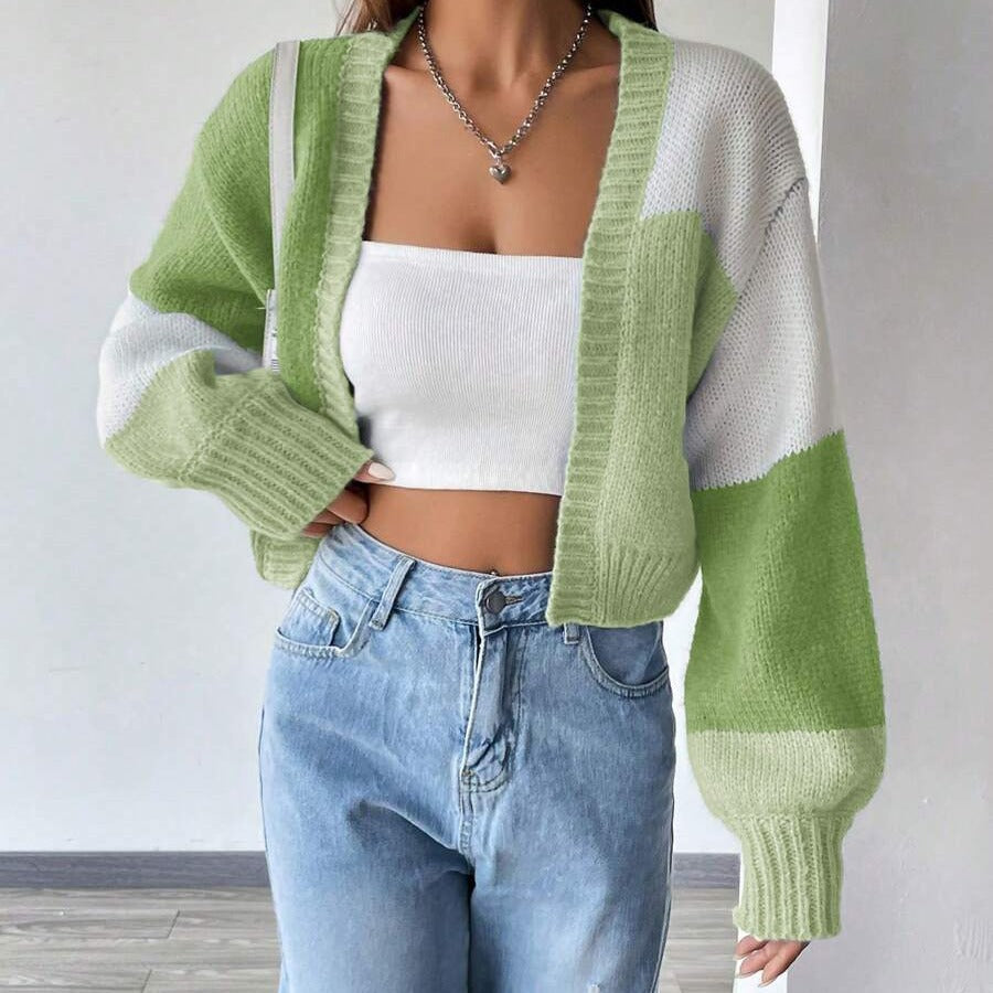 Damen lässiger Cardigan im modernen Farbblockdesign Drune