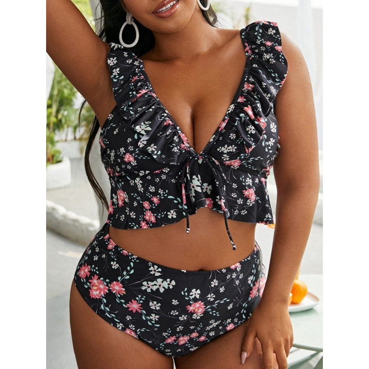 Damen Bikini-Set mit Rüschendesign und verstellbarem Oberteil Drune
