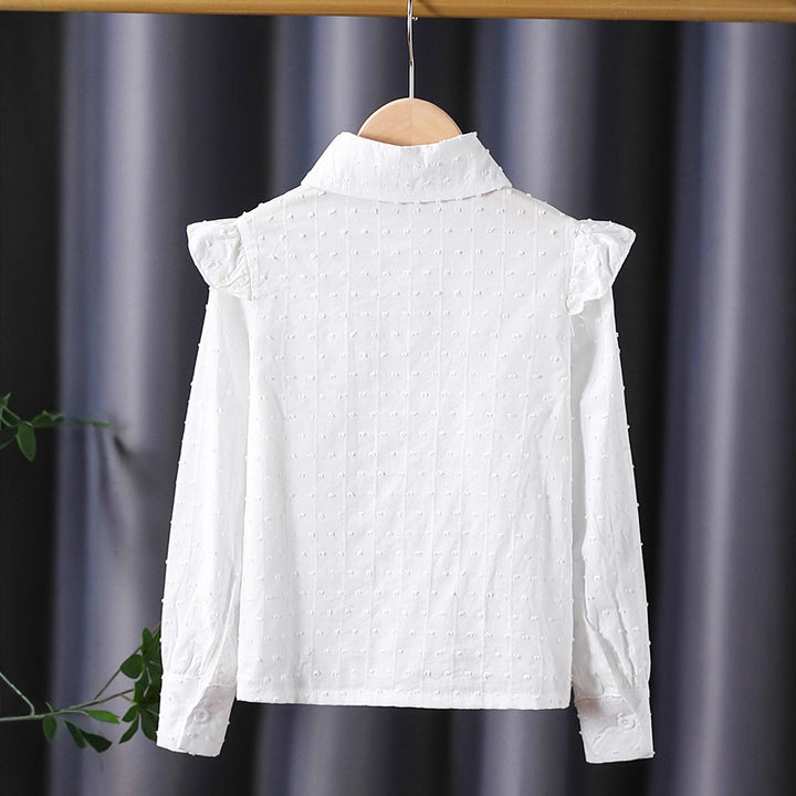 Mädchen Bluse mit romantischen Rüschen und Spitzenverzierungen Drune