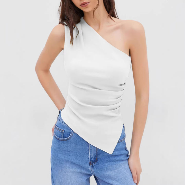 Damen asymmetrisches Top mit raffiniertem Drapierungsdesign Drune