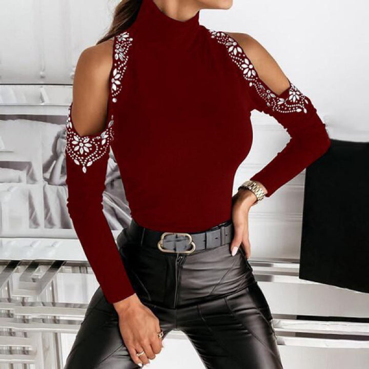 Damen Oberteil mit schulterfreiem Design und floralem Spitzenbesatz Drune