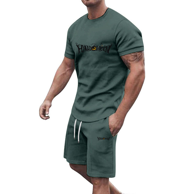 Herren lässiges Halloween-Set mit T-Shirt und Shorts Drune