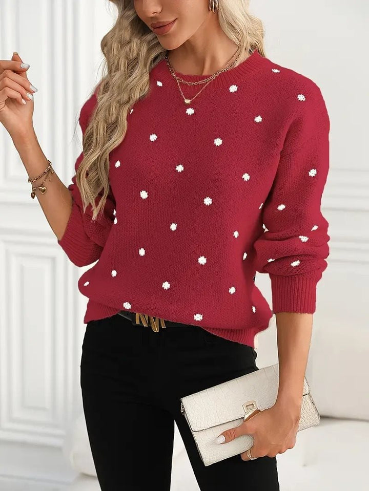 Damen Gemusterter Strickpullover mit Rundhalsausschnitt und lässiger Passform Drune