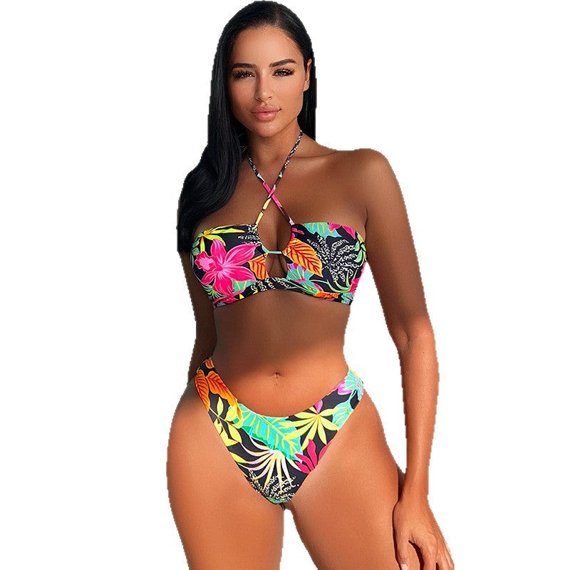 Damen Bikinioberteil mit floralem Design und hohem Beinausschnitt Drune