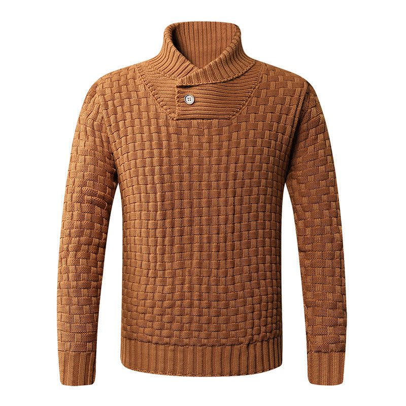 Herren Strickpullover mit modernem Zopfmuster und Stehkragen Drune