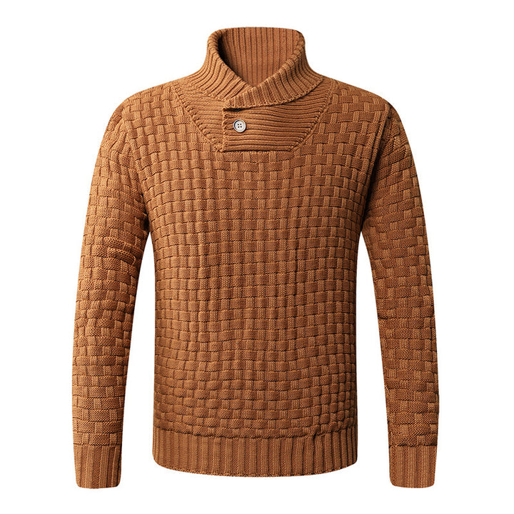 Herren Strickpullover mit modernem Zopfmuster und Stehkragen Drune