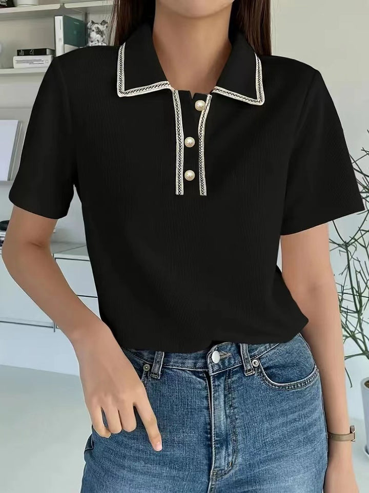 Damen Polo-Shirt mit Perlendetail Drune
