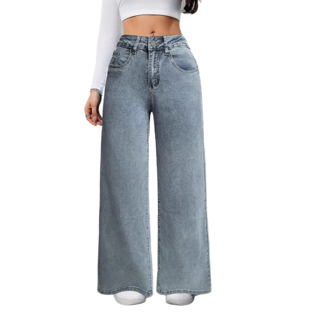 Damen Weit geschnittene Jeans im Vintage-Stil mit hohem Bund und lässigem Look Drune