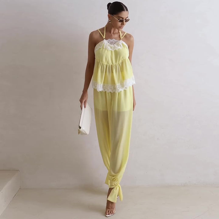 Damen luftiges Schalenoberteil mit elegantem Hosenansatz Drune