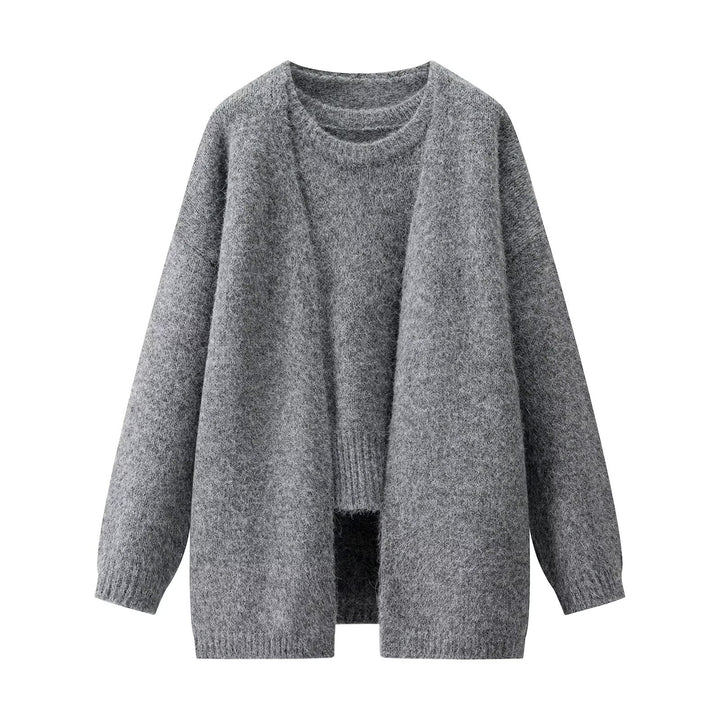 Damen weicher Strickmantel mit weitem Schnitt und eleganten Details Drune