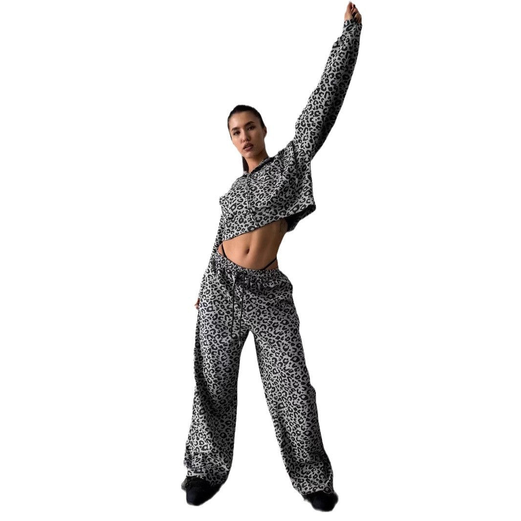 Damen Baumwoll-Loungewear-Set mit Leoparden-Design Drune