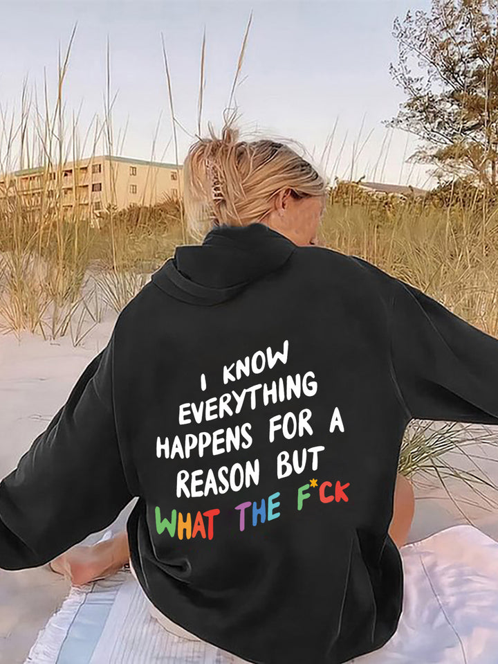 Damen Kapuzenpullover mit inspirierendem Schriftzug und lockerer Passform Drune