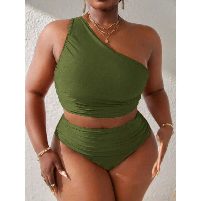 Damen Einseitiger Bikini-Set mit modischem Wickeldetail und hohem Bund Drune