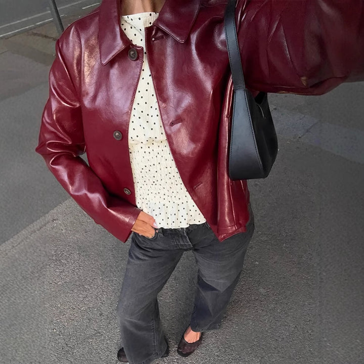 Damen Kunstlederjacke mit eleganter Passform Drune