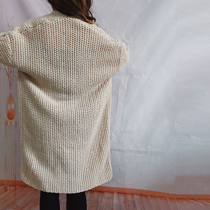 Drune | Lange Strickjacke mit Taschen Chunky Strick Weiche und Lässige Silhouette