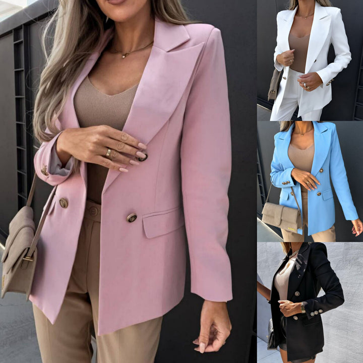 Damen Eleganter Blazer mit doppelt abgefügten Knöpfen und modernem Schnitt Drune
