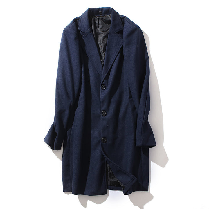 Herren nan taillierter Wollmantel mit schmaler Silhouette, klassischem Revers und verdeckter Knopfleiste Drune