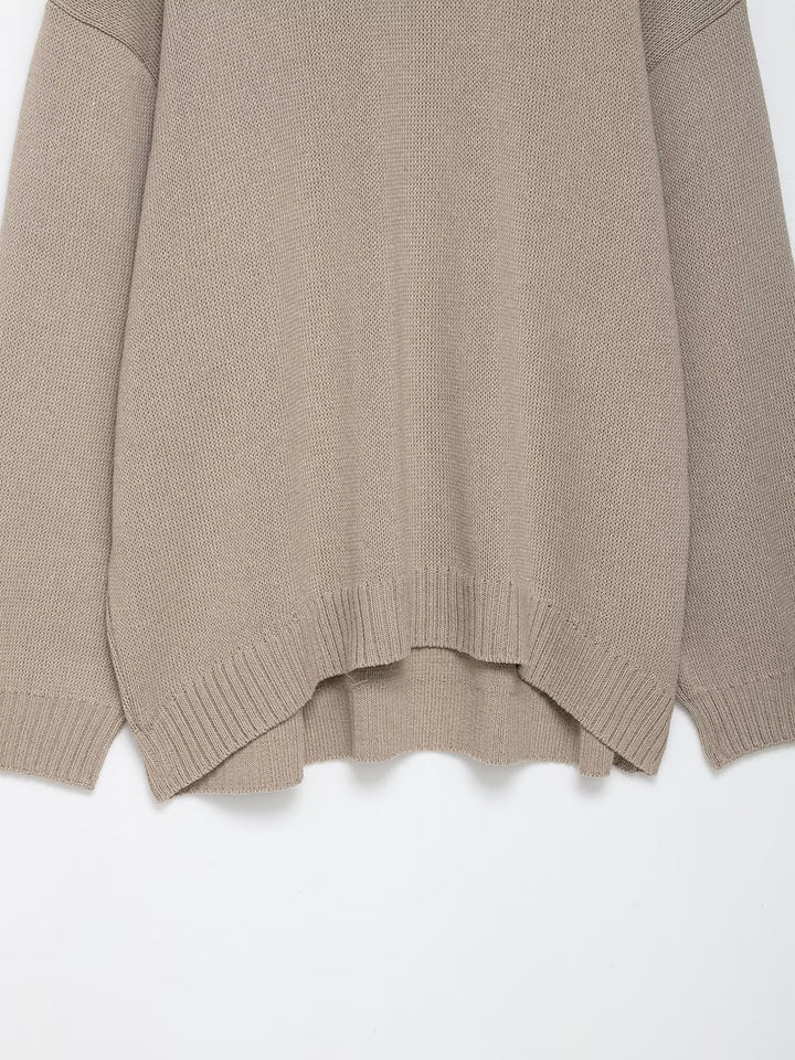 Damen lässiger Strickpullover mit überschnittenen Schultern und weitem Saum Drune