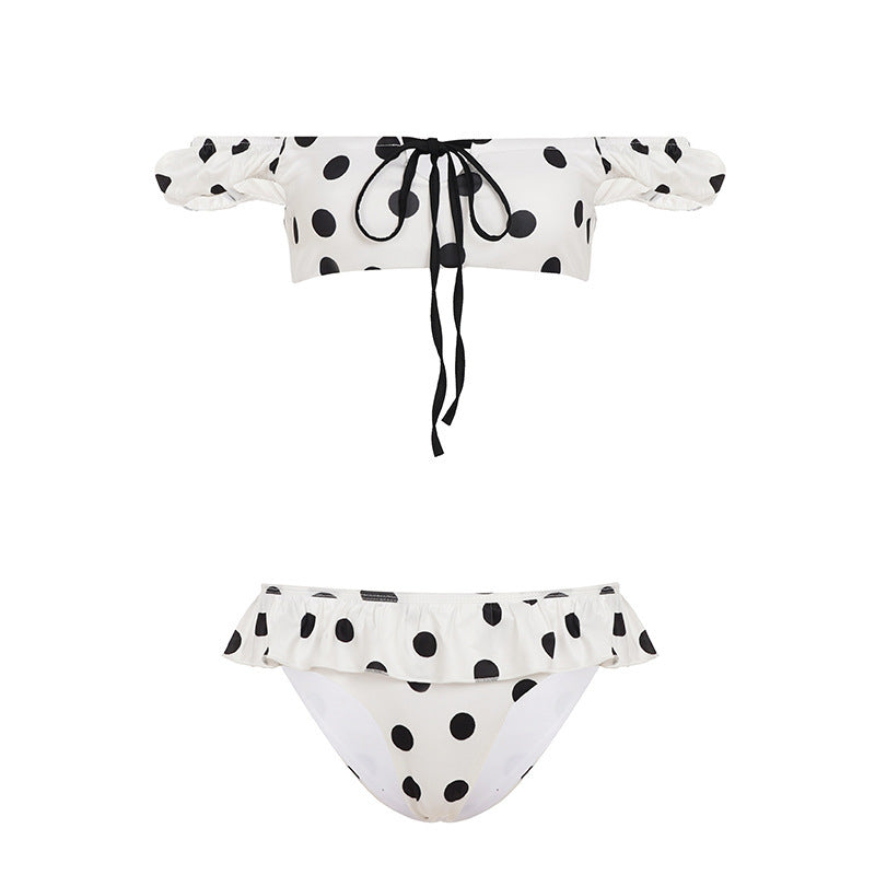 Damen-Bikini-Set mit verspieltem Rüschendesign und Punkten Drune